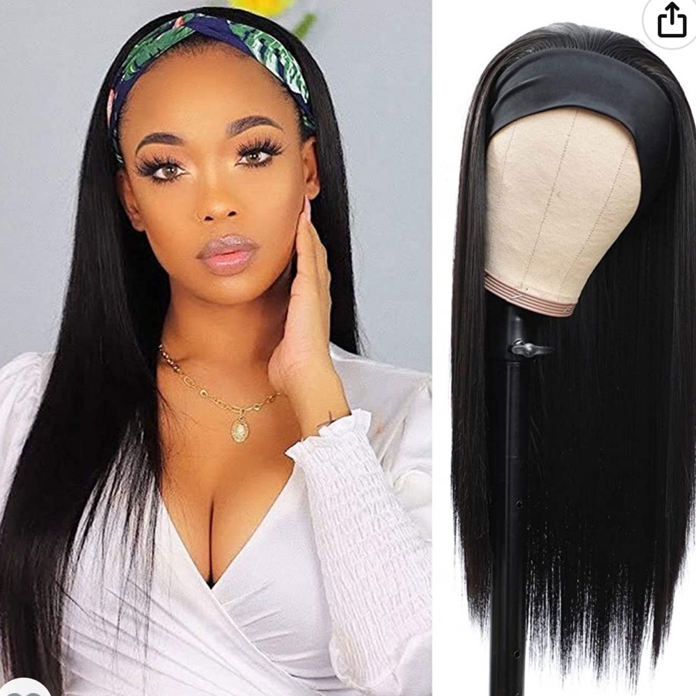 Silky Synthetic Headband Wig